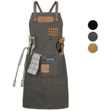 Black Forest Fox Black Forest Fox® CANVAS ART Kochschürze Grillschürze für Männer und Frauen - Küchen Schürze für Herren - Ideal als Geschenk für Männer, Oma oder Opa – robustes Canvas Schürze Damen Grau-Art - Einheitsgröße