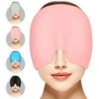 ACWOO Migräne Mütze, Gel Kühlmütze Migräne Headache Relief Cap, Dehnbare Kopfschmerzen Mütze Cold Therapy Cap Schlafmaske, Heady Maske für Kopfschmerzen Geschwollene Augen Stressabbau (Rosa)