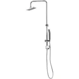 Livarno Home Überkopfbrause-Set, 150-cm-Brauseschlauch (eckig) 17,6 x 17,6 cm