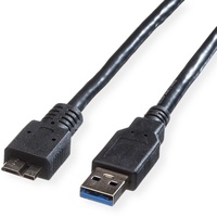 ROLINE USB 3.0 Kabel, A ST - Micro B ST, schwarz, 0,8 m