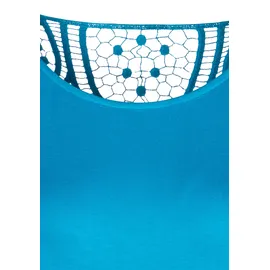 VIVANCE Kurzarmshirt "mit sommerlicher Häkelspitze am Rücken", Damen, Gr. 40/42, blau (türkis), Single Jersey, Obermaterial: 95% Viskose (LENZINGTM ECOVEROTM), 5% Elasthan.
