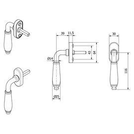 SOTech Fenstergriff MATTEO Chrom poliert, Griff schwarz matt, mit Befestigungsmaterial