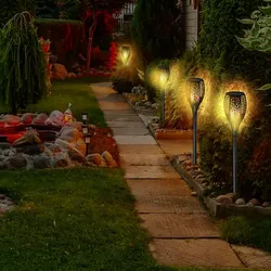 Monzana LED Gartenfackel Solar 2er Set Flammenlicht Solarleuchte Gartenleuchte