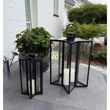 Mojawo Laternen Set Gartenlaterne Windlicht Metall Schwarz 2er Set Sternform H58/41cm