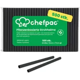 Chefpac Schwarze Strohhalme 13 cm x 7 mm – Pflanzenbasierte, stabile Trinkhalme aus Lignin – Ideal für HoReCa, Gastronomie & Events (500)