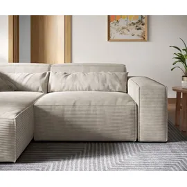 DeLife Ecksofa Sirpio XL 270x170 cm Cord Beige Recamiere variabel, Ecksofas