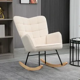 Homcom Schaukelstuhl 98 x 101 x 69 cm Beige mit Relax-Funktion