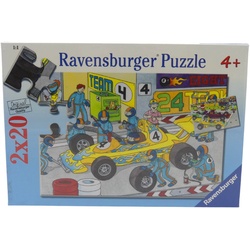 Ravensburger Puzzle an der Rennstrecke 089826 2 x 20 Teile 26,4 x 18,1 cm NEU...