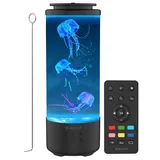 Quallen Lavalampe, Bluetooth-Lautsprecher Weißes Rauschen LED-Qualle Aquarium Tischlampe 7 Farben Wechselnd mit 4 Lichtmodi, Mood Lampe Multi Color Nachtlicht Desktop, für Erwachsene Kinder (Schwarz)