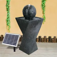 Solar Gartenbrunnen Brunnen Solarbrunnen Zierbrunnen Wasserfall Gartenleuchte Teichpumpe für Terrasse, Balkon, mit Pumpen-instant-Start-Funktion mit Liion-Akku & Led-Licht