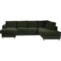 Best Mobilier Jake, Ecksofa, Grün, 7 Sitz(e), Jake, Samt, Holz - Grün