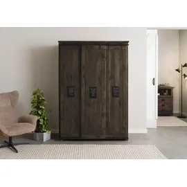 MASSIVMOEBEL24.DE Kleiderschrank Mango 140 x 200 x 65 cm Grau