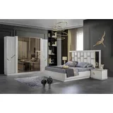 Xlmoebel Schlafzimmer-Set Hochwertiges Weißes Schlafzimmermöbel-Set mit Designer-Bett, 2, (4tlg Set (Bett +2x Nachttische+Kleiderschrank), Hergestellt in Europa weiß