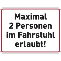 Hinweisschild, Maximal 2 Personen im Fahrstuhl erlaubt!, Folie, 150 x 200 mm - 200x150 mm Folie selbstklebend