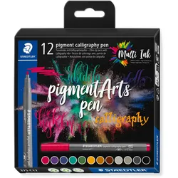 STAEDTLER Pigment Arts Calligraphy Pen, 12 Farben, Mehrfarbig, 2 mm, Rund, Kunst