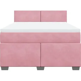 vidaXL Boxspringbett 140 x 200 cm Dunkelrosa