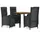 vidaXL Polyrattan Garten-Essgruppe 5-tlg. schwarz inkl. Kissen 3185075