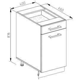 Vicco Schubladenschrank R-Line 40 x 60 x 81,5 cm Grau/Weiß