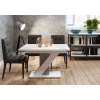 PROROOM FURNITURE Mavea Table, Esstisch - bis 160cm - 120 x 80 x 75cm , Weiß Glanz & Steinoptik