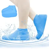 ACTOYS Silikon Regenüberschuhe, 1 Paar Wasserdichte Überschuhe mit Antirutschsohle, Regen Schuhüberzieher, Wasserdichte Schuhüberzieher Silikon für Regen, Schneetag, Schlammige Straßen (Blau, M)