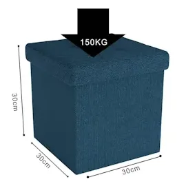 Intirilife Faltbare Sitzhocker 30x30x30 cm in OZEAN BLAU - Sitzwürfel mit Stauraum aus Stoff mit Mulden