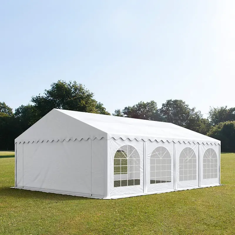 TOOLPORT PRO 5x8m Partyzelt, PVC-Plane, weiß, mit Bodenrahmen - (7176)