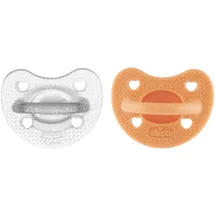 Chicco PhysioForma Luxe Silikon Schnuller, 6-16M, Grau-Orange, 2 Stück, weich und sanft, unterstützt die physiologische Atmung und fördert die richtige Entwicklung des Mundes, Kinder