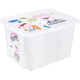 keeeper Aufbewahrungsbox mit Deckel, Dreh- und stapelbar, Für Kinder, 30 l, karolina Natural Transparent