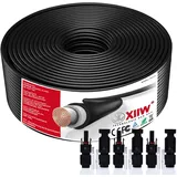 6mm2 50m Solarkabel Solar Verlängerungskabel 6mm2 mit 30A Solarstecker Photovoltaik Solarkabel Verlängerung IP67 Wasserdichter Schwarz für Balkonkraftwerk, Solarpanel, PV, Erdverlegbare Halogenfrei