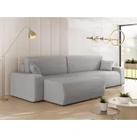 MIRJAN24 Ecksofa Piano L Maxi Cord, Eckouch mit Bettkasten und Schlaffunktion, Schwarze Füße, Wellenfeder, L-Form (Farbe: Poso 110) - Grau