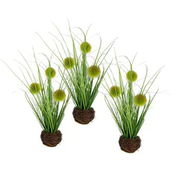Kunstgras I.GE.A. "Künstliches Gras 'Knopfgras'", grün, B:10cm H:26cm L:10cm, Kunststoff, Kunstpflanzen, Im Reisig-Nest, 3er Set