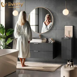 livinity® Ronco 80 cm Anthrazit/Goldkraft Eiche