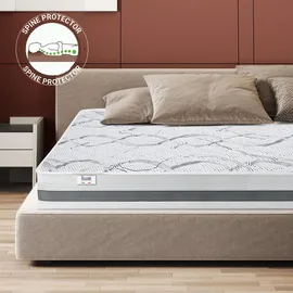 The White Stone Doppelmatratze King Size 190x200 Memory Foam, Antibakteriell, Anti-Milben, Anti-Allergie.| Höhe 27 cm | Italy