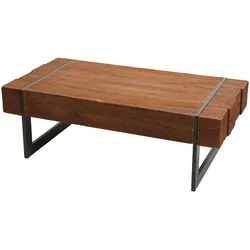 Mendler Couchtisch HWC-A15a, Wohnzimmertisch, Tanne Holz rustikal massiv 40x120x60cm ~ braun
