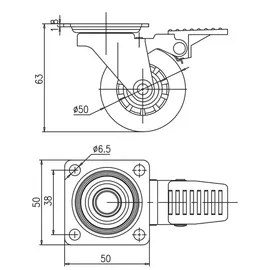 SOTech Möbelrolle ULM Ø 50 mm 4-Stück 50 x 50