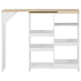 vidaXL Bartisch mit Beweglichem Regal 138 x 39 x 110 cm Weiß