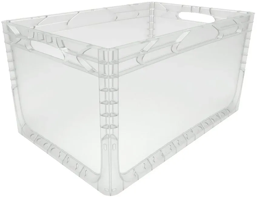 Euronorm Stapelbox 600 x 400 x 320 mm transparent geschlossen Handgriffe