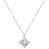 dKeniz Kette mit Anhänger Royal Flower 925 Sterling Silber Rhodiniert Zirkonia Weiß