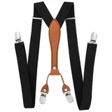 axy Hosenträger Herren Hosenträger 4 Stabile Clips X-Form 2,5cm Breit verstellbar und elastisch 120cm Lang schwarz