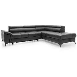 Ecksofa Mocca Leder Schwarz