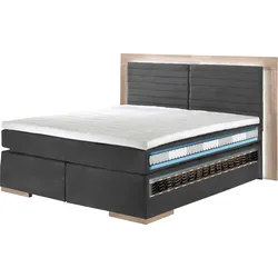 Places of Style Boxspringbett »Cup«, mit LED-Beleuchtung, Massivholzrahmen und Topper, in 2 Härtegraden PLACES OF STYLE bordeaux