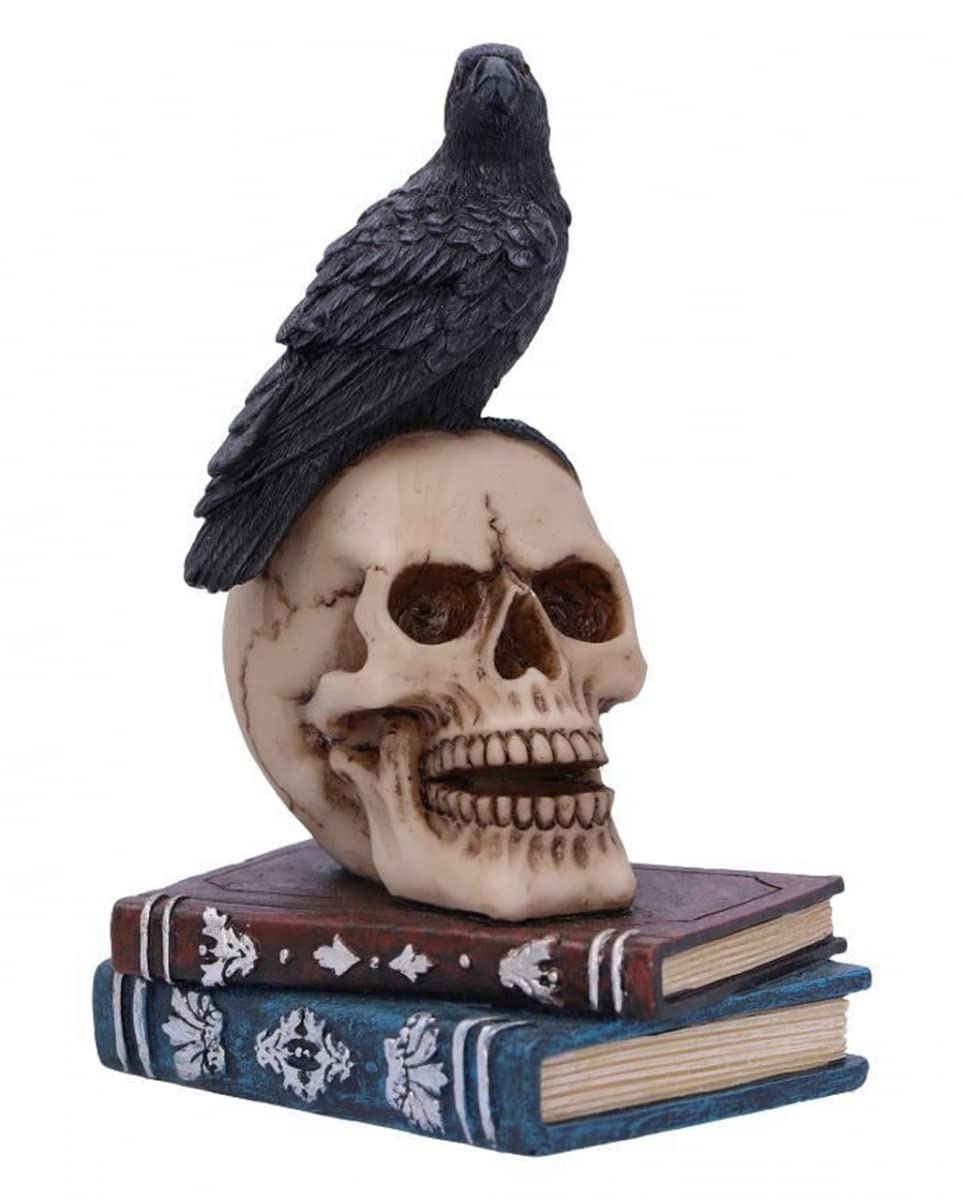 horror-shop Raven's Spell Rabe auf Totenkopf Gothic Dekofigur 10cm
