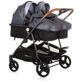 Chipolino Geschwisterkinderwagen Duo Smart klappbar umbaubar verstellbar Fußsack grau hellgrau