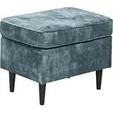 ed exciting design "Oskar", blau, B:63cm H:43cm T:42cm, 100% Polyester, Hocker, Sitzhocker, mit Massivholzfüßen