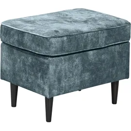 ed exciting design "Oskar", blau, B:63cm H:43cm T:42cm, 100% Polyester, Hocker, Sitzhocker, mit Massivholzfüßen