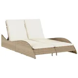 vidaXL Sonnenliege mit Auflagen Beige 114x205x73 cm Poly Rattan