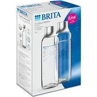 Brita sodaTRIO Glas Sodaflasche 1L für Brita Wassersprudler 2er Pack