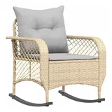 vidaXL Garten-Schaukelstuhl mit Kissen Beige Poly Rattan