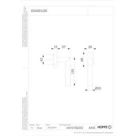 HOPPE DK-Fenstergriff Amsterdam E0400/U30 mit ovaler Rosette,VK7x35 F69 matt gebürstet