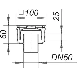 Dallmer Bodenablauf 60, DN 50, 100 x 100 mm 600509